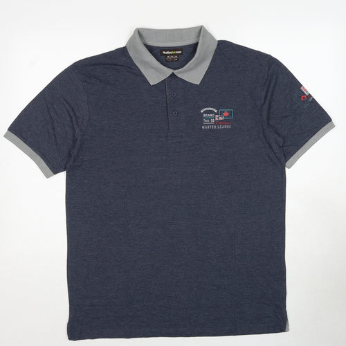 Atlas Mens Blue Cotton Polo Size M Collared Pullover - Rugby Club Canada