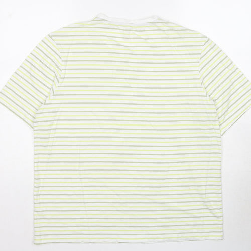 John Lewis Mens Multicoloured Striped Cotton T-Shirt Size L Round Neck