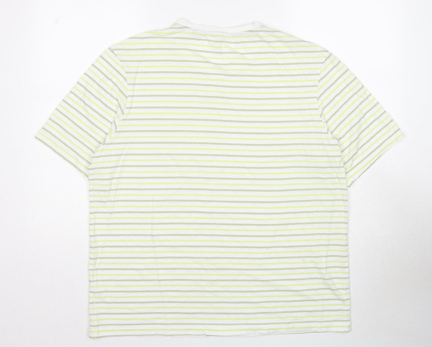 John Lewis Mens Multicoloured Striped Cotton T-Shirt Size L Round Neck