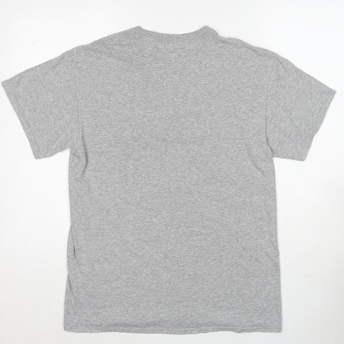 Delta Mens Grey Cotton T-Shirt Size M Round Neck - New York