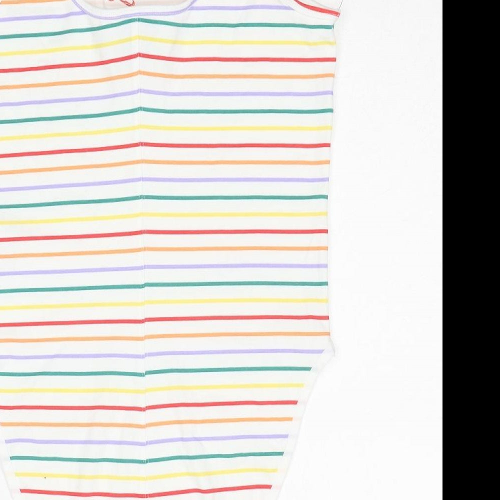 Nike Womens Multicoloured Striped Cotton Bodysuit One-Piece Size L Pullover