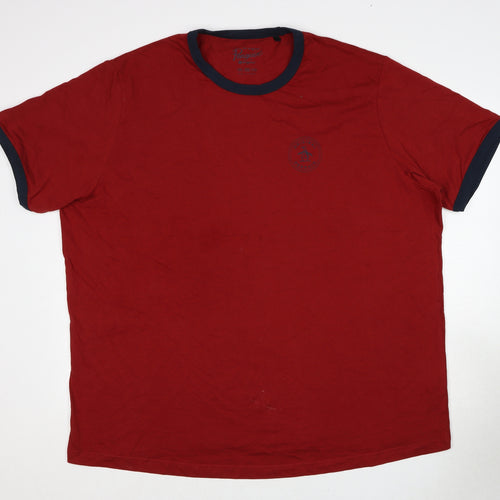 Original Penguin Mens Red Cotton T-Shirt Size 3XL Round Neck