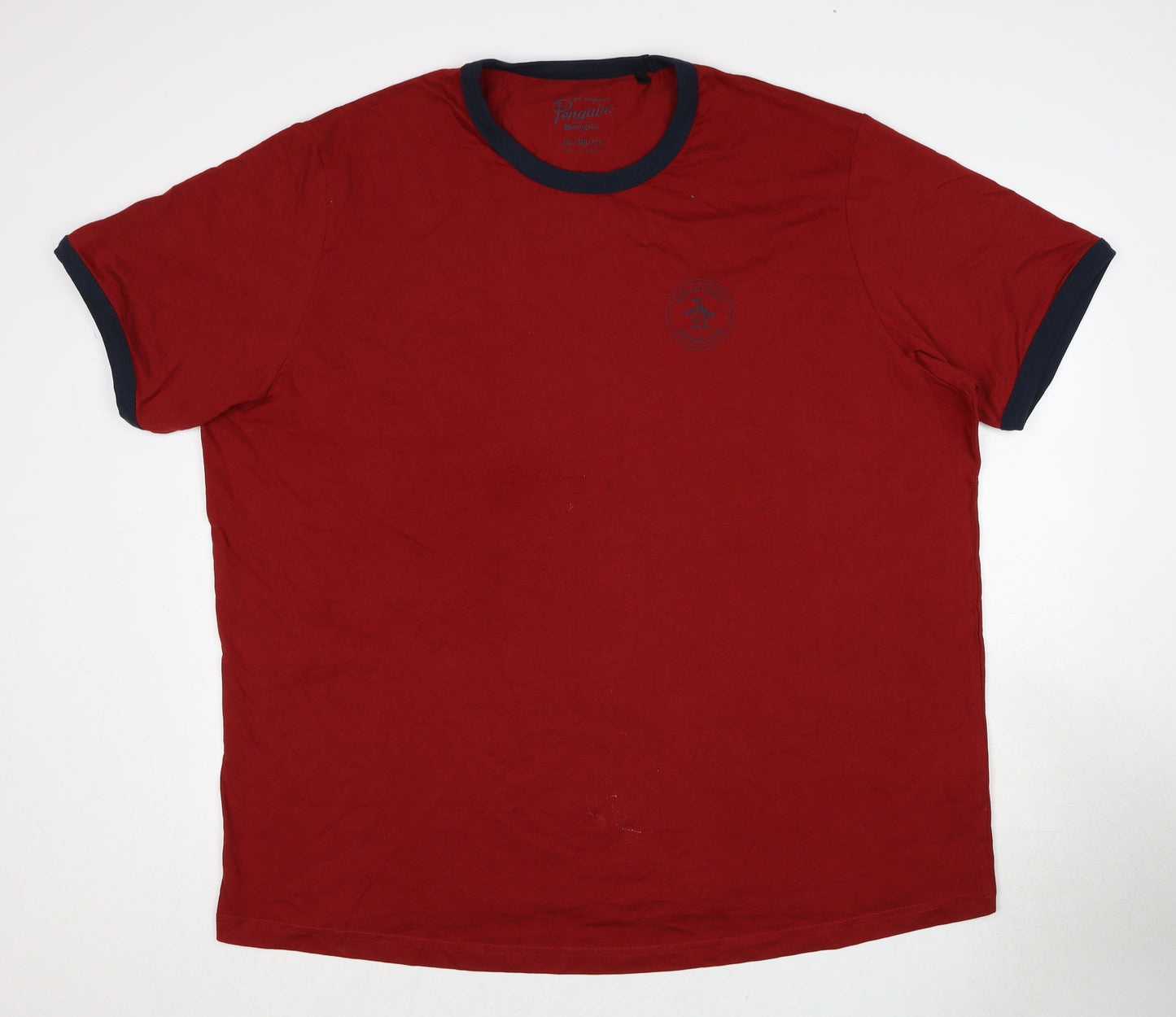 Original Penguin Mens Red Cotton T-Shirt Size 3XL Round Neck