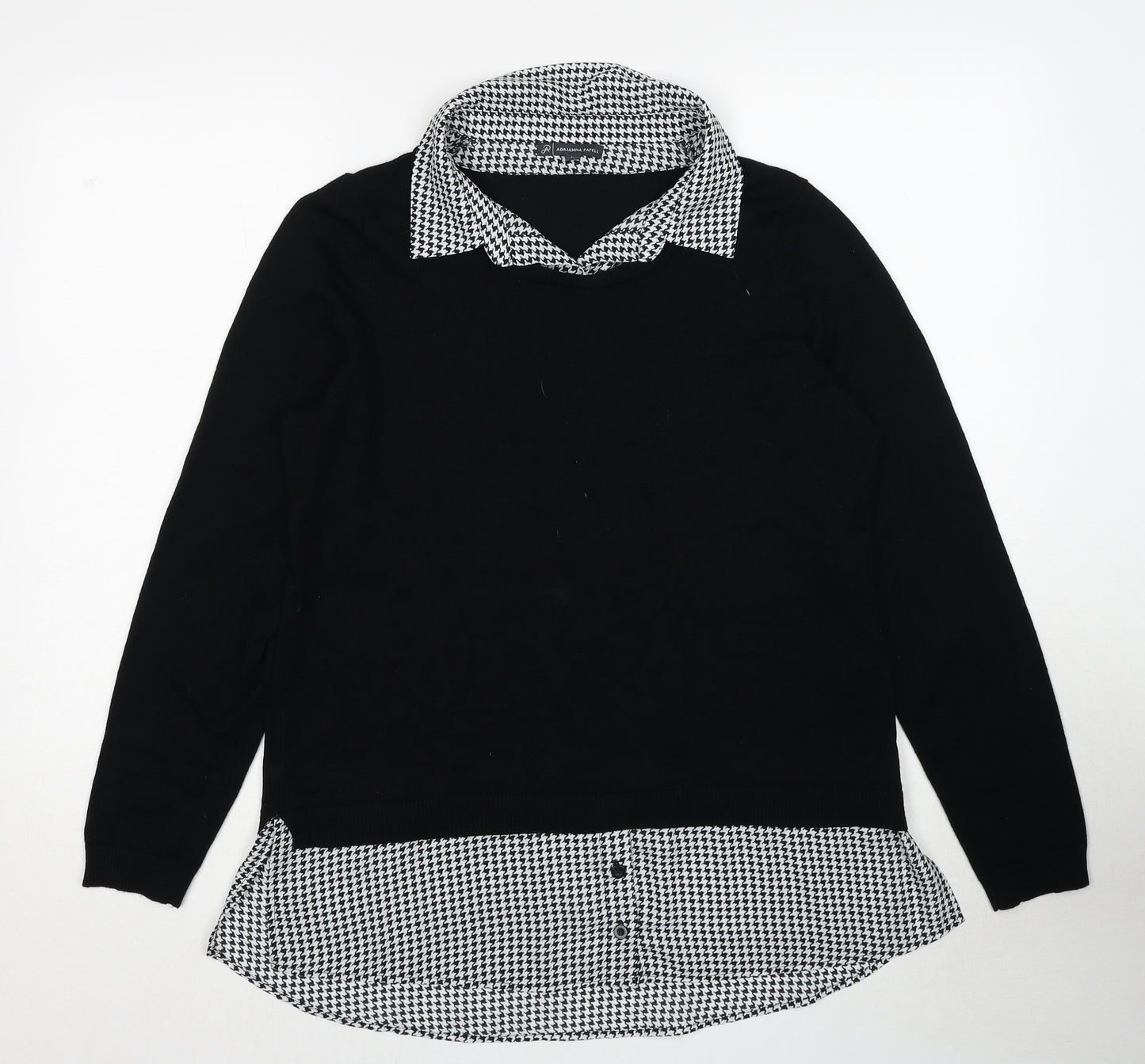 Adrianna Papell Womens Black Collared Viscose Pullover Jumper Size L - Shirt Insert
