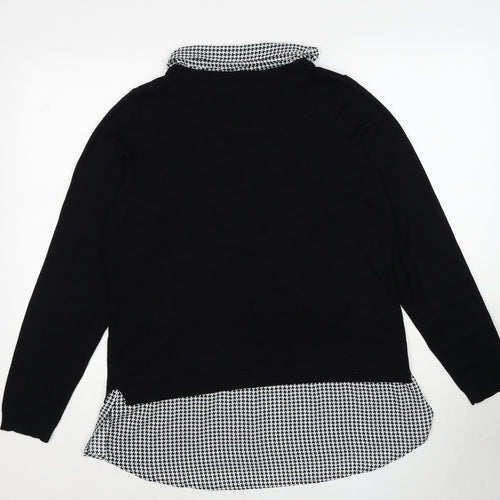 Adrianna Papell Womens Black Collared Viscose Pullover Jumper Size L - Shirt Insert