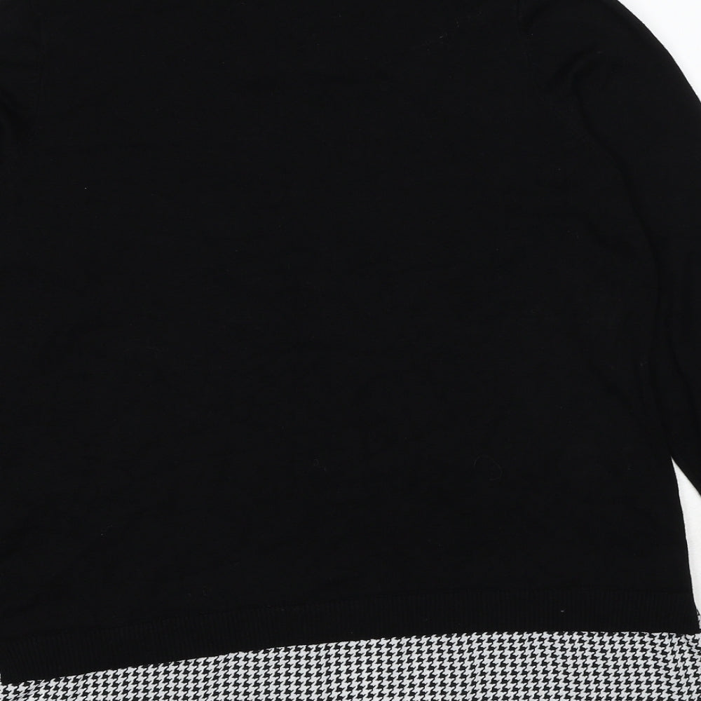 Adrianna Papell Womens Black Collared Viscose Pullover Jumper Size L - Shirt Insert