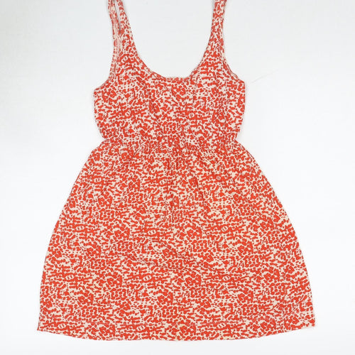 H&M Womens Red Geometric Cotton Tank Dress Size XS Scoop Neck Pullover