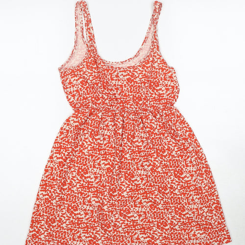 H&M Womens Red Geometric Cotton Tank Dress Size XS Scoop Neck Pullover