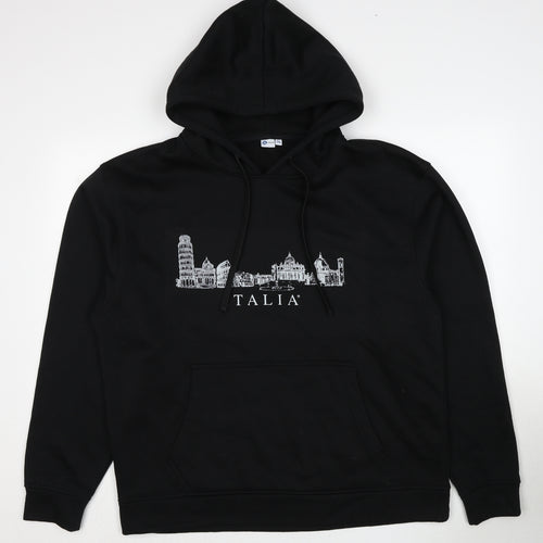 Italia Mens Black Cotton Pullover Hoodie Size 3XL
