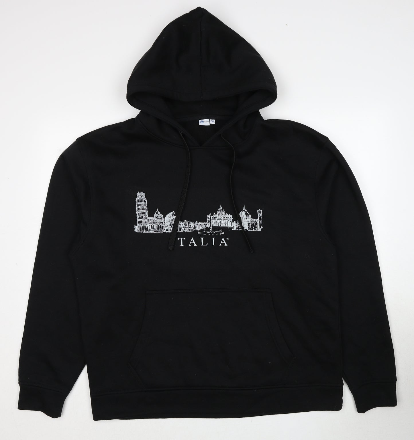 Italia Mens Black Cotton Pullover Hoodie Size 3XL