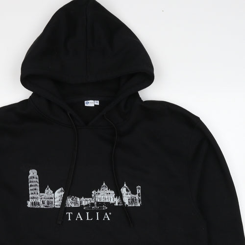 Italia Mens Black Cotton Pullover Hoodie Size 3XL