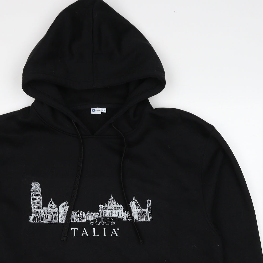 Italia Mens Black Cotton Pullover Hoodie Size 3XL