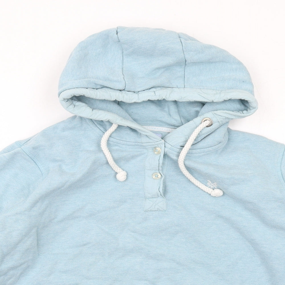 Crew Clothing Womens Blue Cotton Pullover Hoodie Size 14 Button