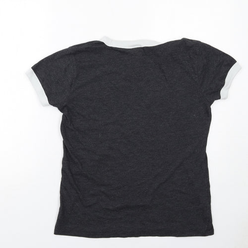 PINK Womens Grey Cotton Basic T-Shirt Size M Round Neck - Pink