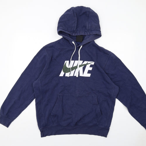 Nike Mens Blue Cotton Pullover Hoodie Size M