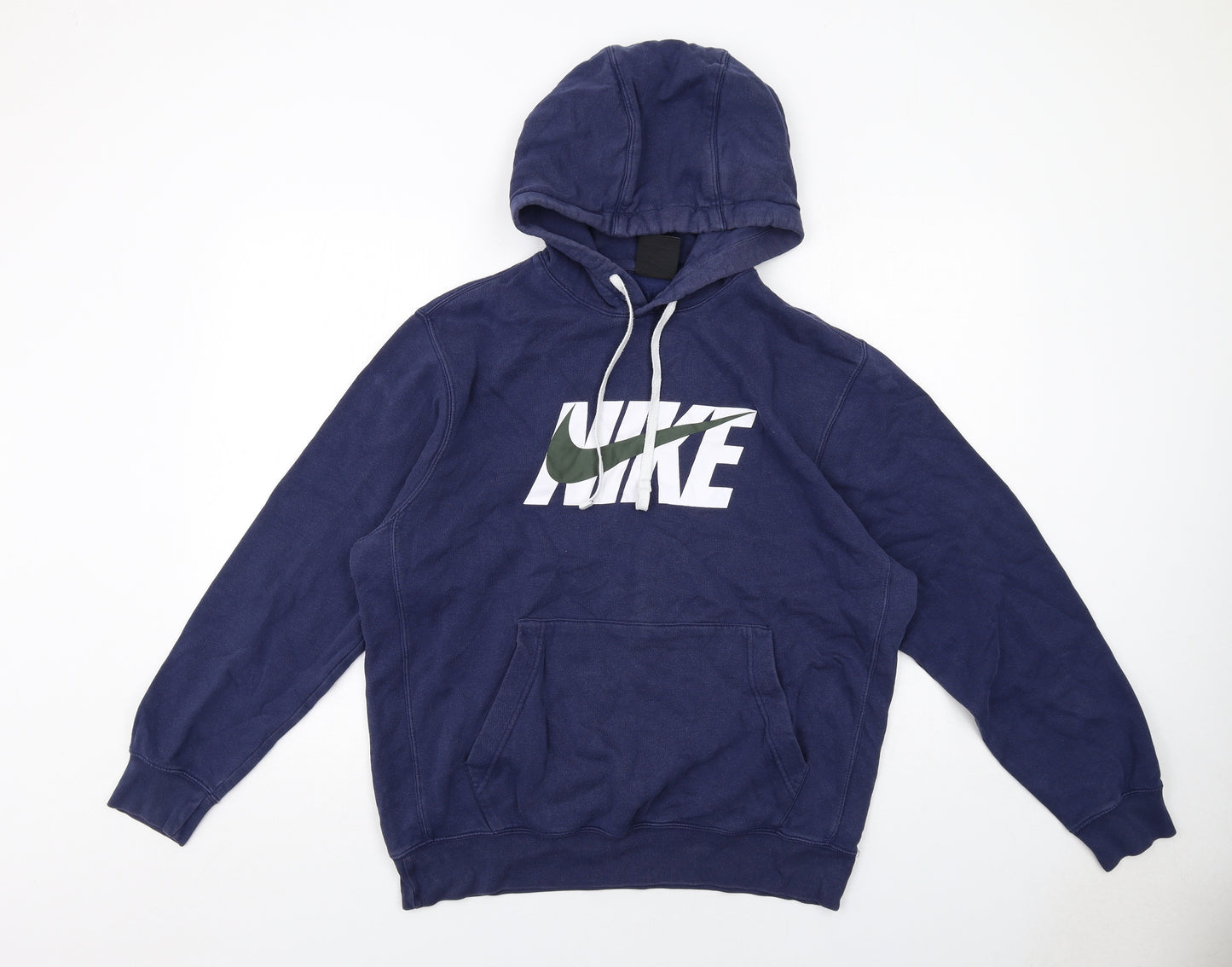 Nike Mens Blue Cotton Pullover Hoodie Size M