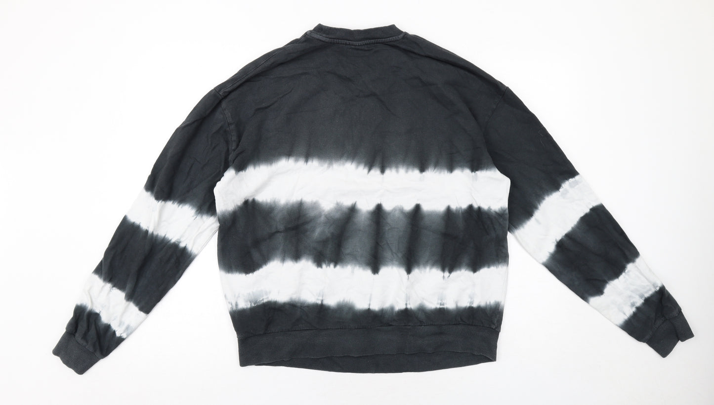 ASOS Womens Grey Geometric Cotton Pullover Sweatshirt Size 10 Pullover - Tie dye effect