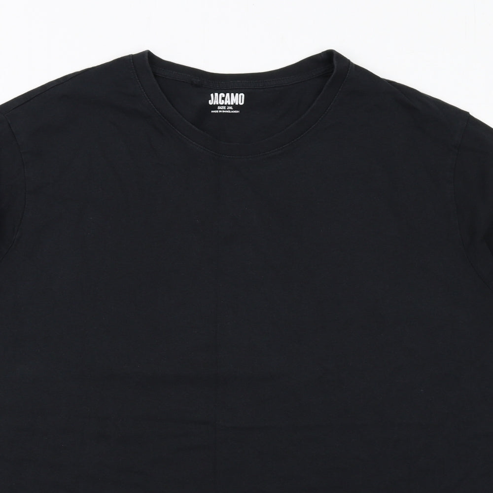 Jacamo Mens Black Cotton T-Shirt Size 2XL Round Neck