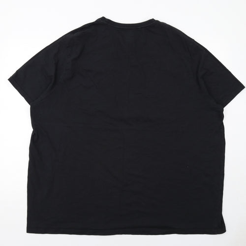 Jacamo Mens Black Cotton T-Shirt Size 3XL Round Neck