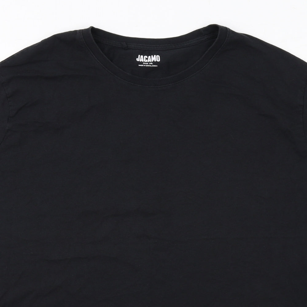 Jacamo Mens Black Cotton T-Shirt Size 3XL Round Neck