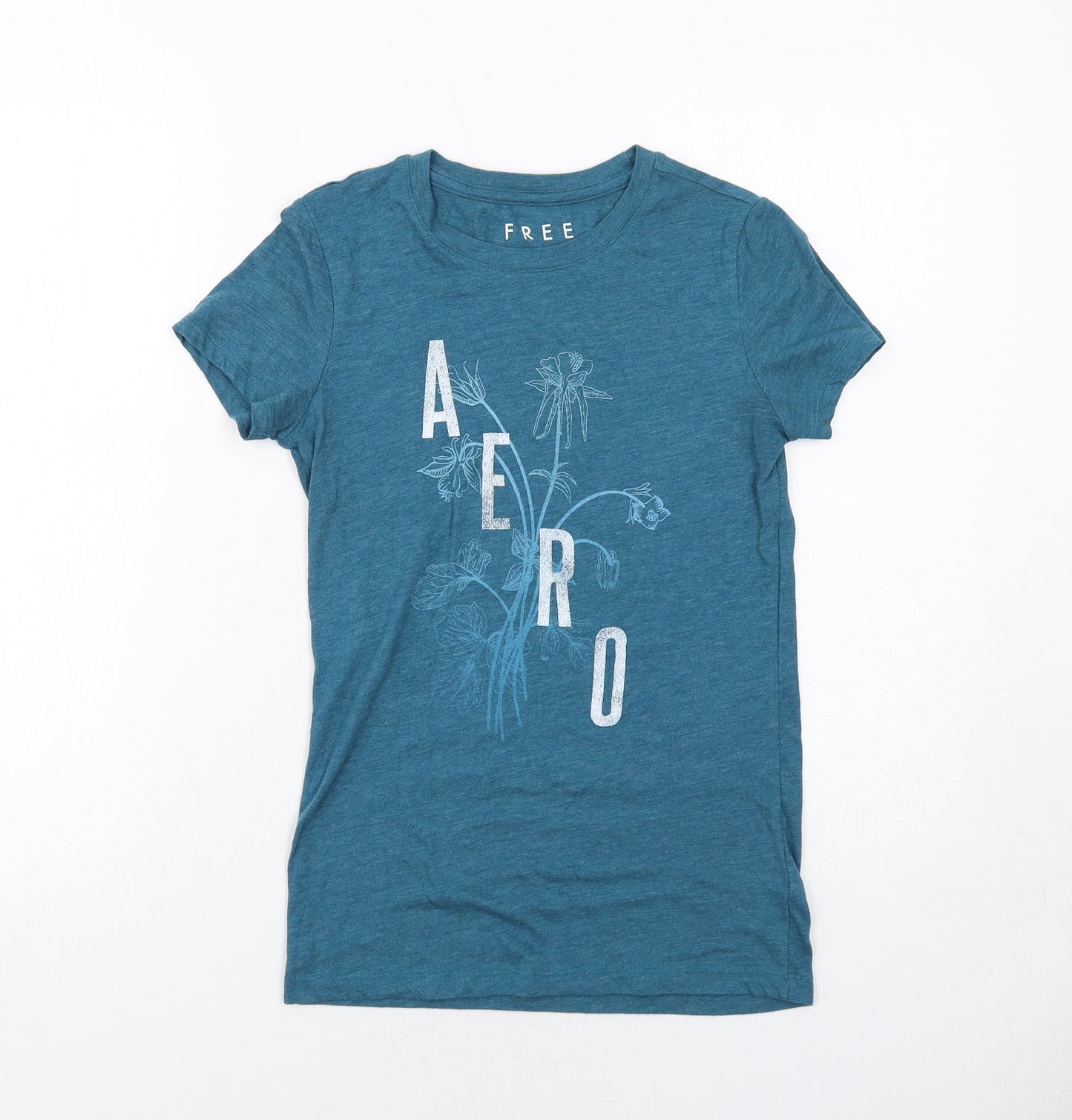 Free State Womens Blue Cotton Basic T-Shirt Size XS Round Neck - Aero