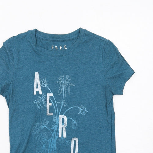 Free State Womens Blue Cotton Basic T-Shirt Size XS Round Neck - Aero