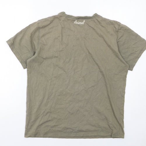Animal Mens Green Cotton T-Shirt Size M Round Neck - Motel Animal