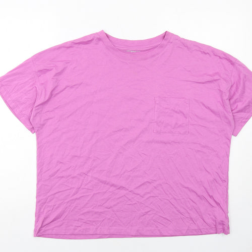Christian Siriano Womens Purple Cotton Basic T-Shirt Size XL Round Neck