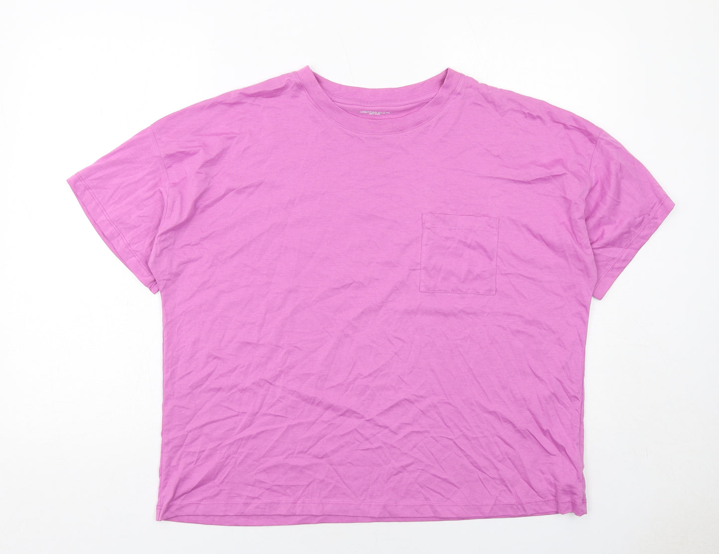 Christian Siriano Womens Purple Cotton Basic T-Shirt Size XL Round Neck