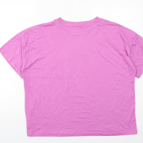Christian Siriano Womens Purple Cotton Basic T-Shirt Size XL Round Neck