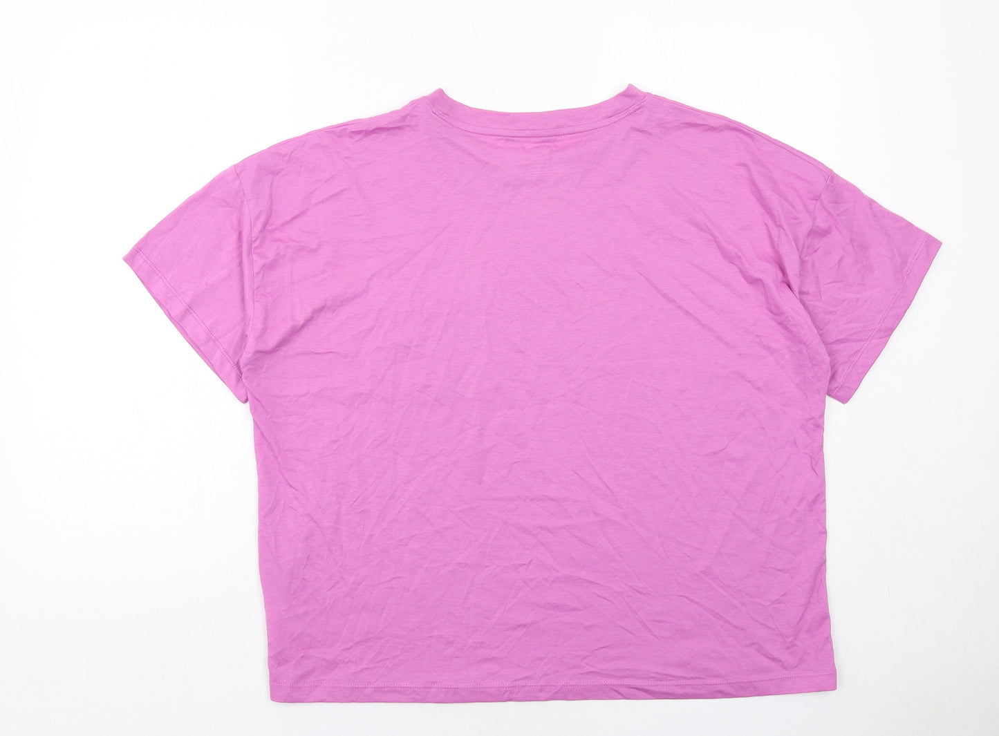 Christian Siriano Womens Purple Cotton Basic T-Shirt Size XL Round Neck