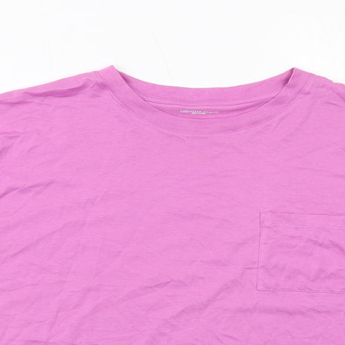 Christian Siriano Womens Purple Cotton Basic T-Shirt Size XL Round Neck