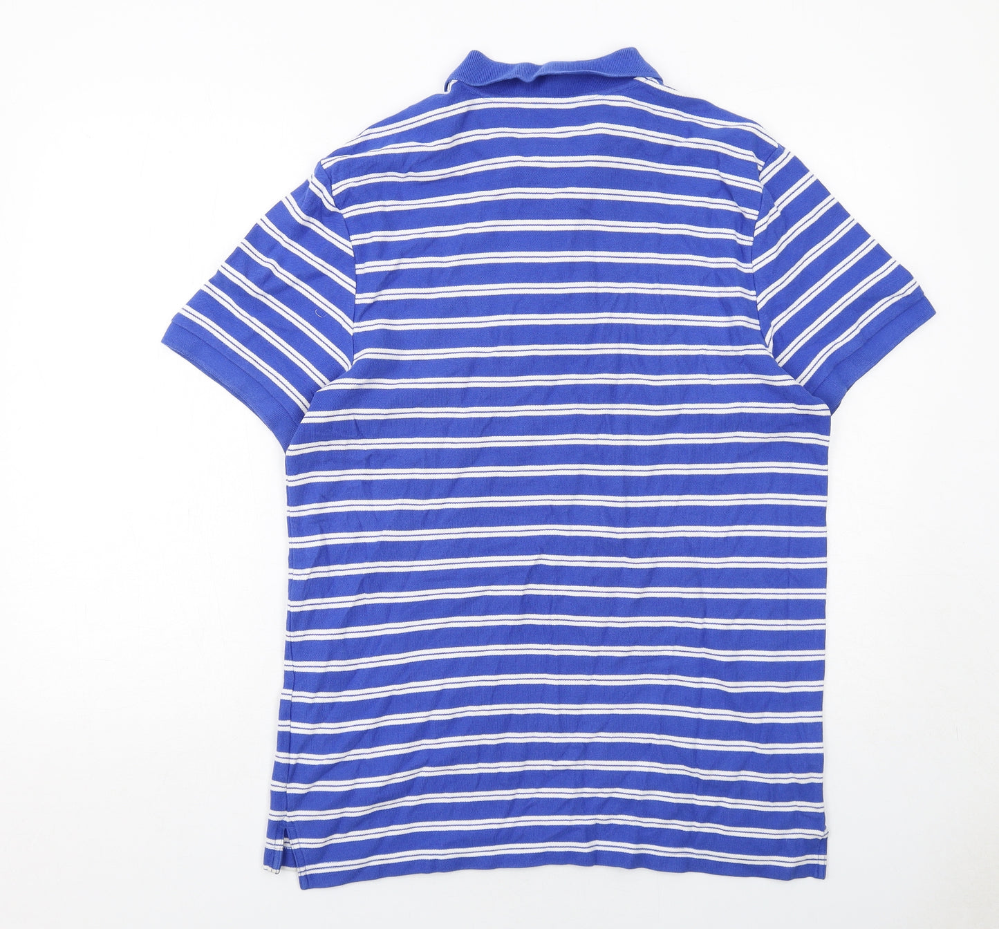 Nike Mens Blue Striped Cotton Polo Size L Collared Button