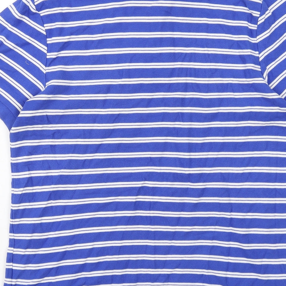Nike Mens Blue Striped Cotton Polo Size L Collared Button