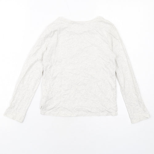 H&M Girls Grey Cotton Basic T-Shirt Size 7-8 Years Round Neck Pullover - Unicorn Print