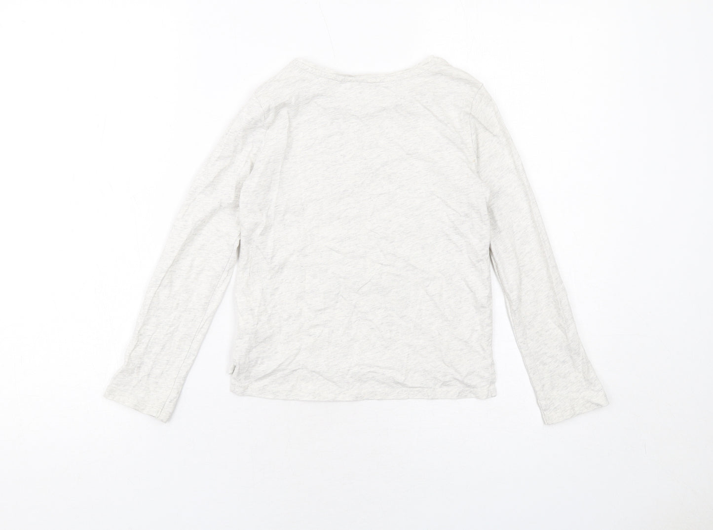 H&M Girls Grey Cotton Basic T-Shirt Size 7-8 Years Round Neck Pullover - Unicorn Print
