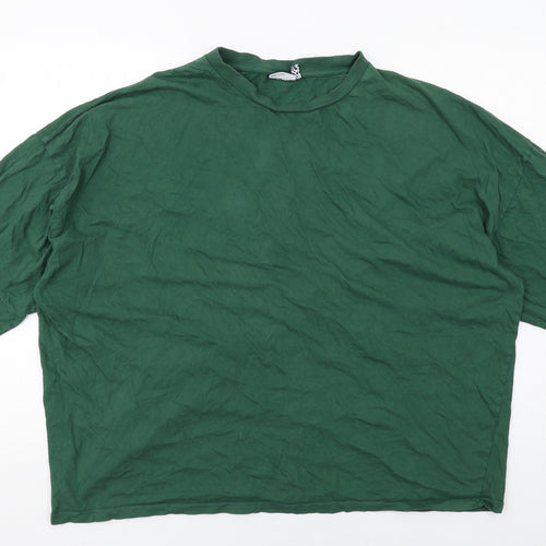 ASOS Mens Green Cotton T-Shirt Size XL Mock Neck