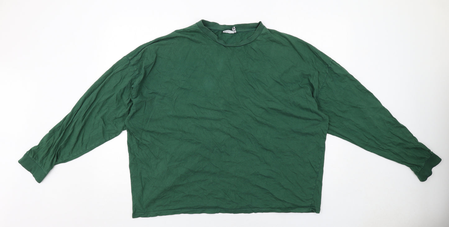 ASOS Mens Green Cotton T-Shirt Size XL Mock Neck
