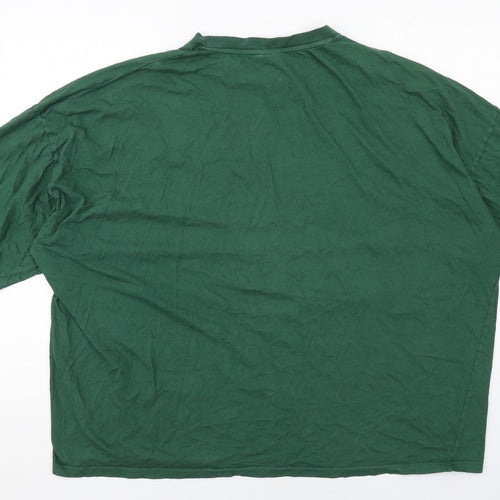 ASOS Mens Green Cotton T-Shirt Size XL Mock Neck