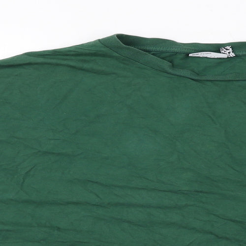 ASOS Mens Green Cotton T-Shirt Size XL Mock Neck
