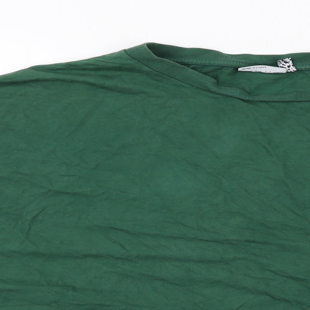 ASOS Mens Green Cotton T-Shirt Size XL Mock Neck