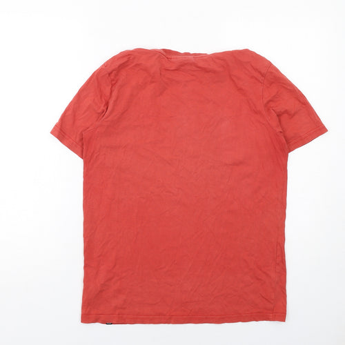 Animal Boys Red Cotton Basic T-Shirt Size 13-14 Years Round Neck Pullover - Van
