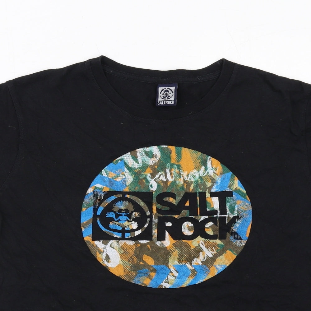 Saltrock Boys Black Cotton Basic T-Shirt Size 13 Years Round Neck Pullover - Salt Rock