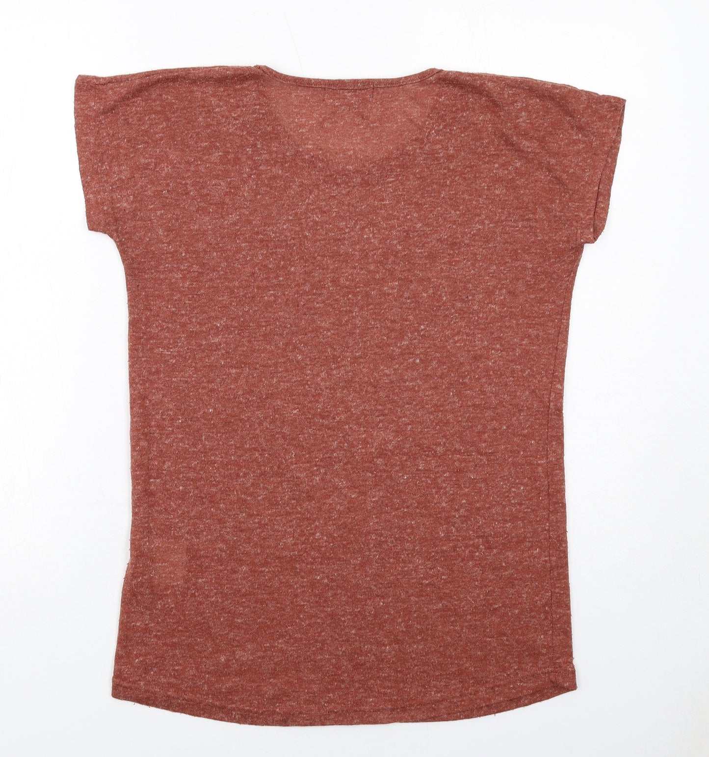 Numph Womens Brown Polyester Basic T-Shirt Size XS Round Neck - Fox Print