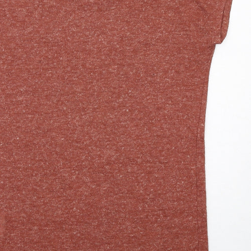 Numph Womens Brown Polyester Basic T-Shirt Size XS Round Neck - Fox Print