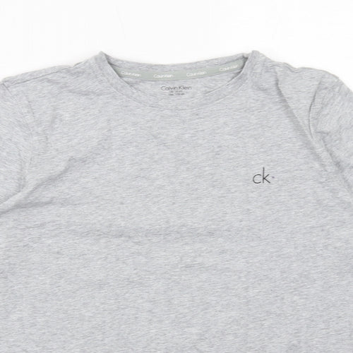 Calvin Klein Boys Grey Cotton Basic T-Shirt Size 14-15 Years Round Neck Pullover