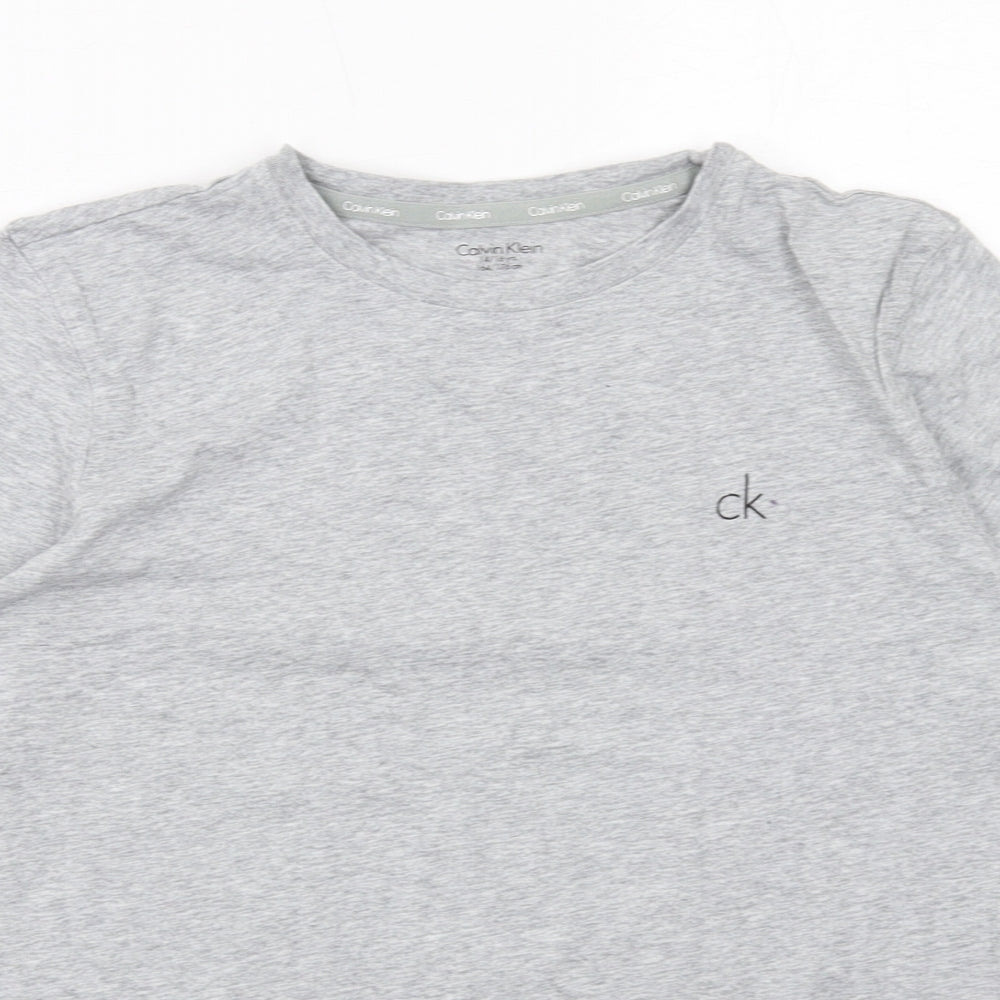 Calvin Klein Boys Grey Cotton Basic T-Shirt Size 14-15 Years Round Neck Pullover