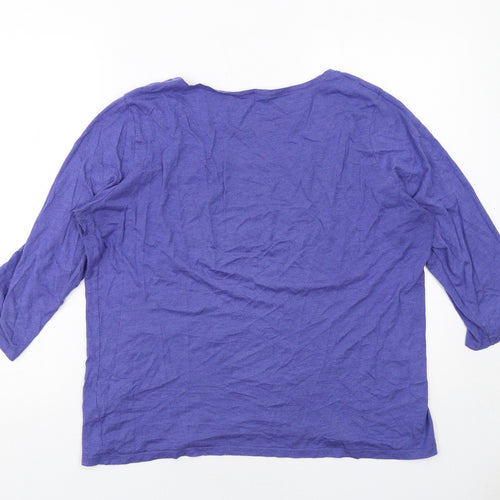 Fat Face Womens Blue Cotton Basic T-Shirt Size 16 Round Neck