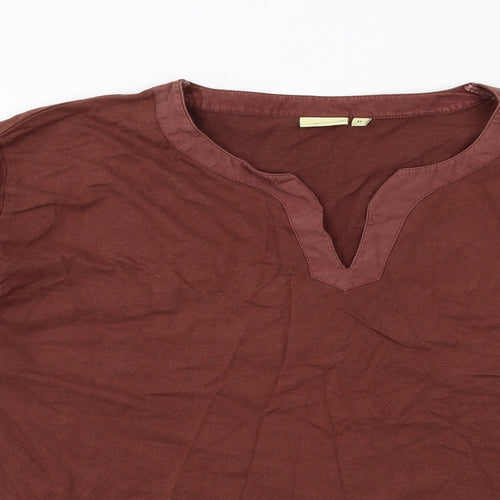 In Extenso Womens Brown Cotton Basic T-Shirt Size XL V-Neck