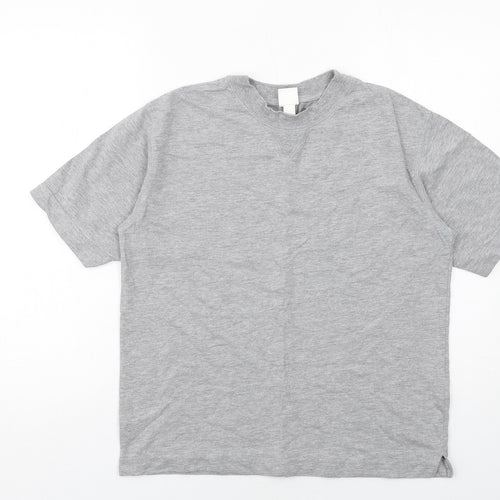 H&M Womens Grey Cotton Basic T-Shirt Size S Round Neck